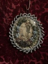 Antique Vintage Our Lady Immaculate Conception Hand Beaded Frame  picture
