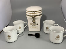 Gevalia Canister & 4 Gevalia Kaffe Cups w/King of Sweden Gold Crest/Madallion picture