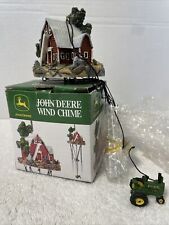JOHN DEERE Hand Painted Resin Wind Chime Red Farmhouse with Tractor Base NIB picture