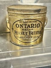 Ontario Peanut Butter Tin Bucket Can With Lid Oswego Candy Works Oswego, NY. picture