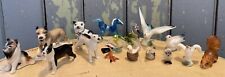 16 Vintage Ceramic & Glass Miniature Animal Figurines: Dogs, Cat, Birds, picture