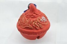 Japanese Clay Bell Ceramic Dorei Vintage Antique Red Bell 7x7x8.5cm picture