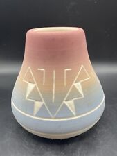 Native American Sioux Etched Vase Southwest Pottery Artist Signed Brave Hawk  picture