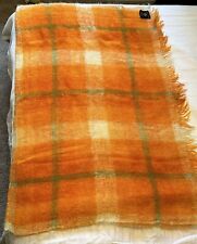 Vintage Heather Glen Orange Fringe Throw Mohair And Wool Blanket 48x66 picture