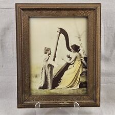 Antique Framed Photograph 1899 Mother Child Harp Music Ohio Mother's Day picture