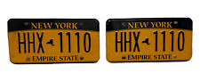 NEW YORK EMPIRE STATE  LICENSE PLATE PAIR - BLUE/GOLD - HHX 1110 picture