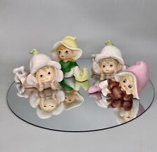 Vtg Homco Fairy Elf Set Of 4 Cottagecore Folk Ceramic Figurine 5213 5615 Garden picture