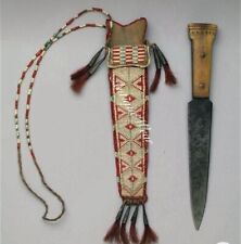 Old Indian Beaded Style Knife Cover Native American Leather Knife Sheath picture