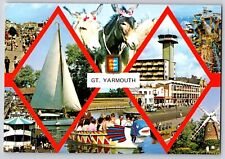 Postcard England Great Yarmouth Boat Riding Buildings Donkeys  picture
