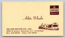 Vintage Business Card Zeller Motor Co. Arkansas City KS Dodge Plymouth Chrysler picture
