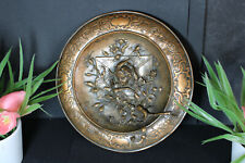 Copper embossed Relief putti cherub wall round plate  picture