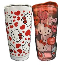 Hello Kitty 2pc Red Hearts And Pink Valentines Tumbler Cup BNWT picture