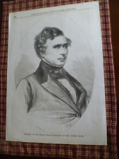 1850s Engraving-PRESIDENT FRANK PIERCE-with CHARLES DICKENS short stoty on back picture