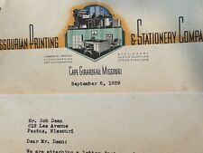 1939 Missourian Printing & Stationery Company Letter  Cape Girardeau MO Letter picture