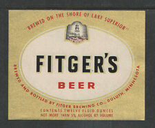 1970s FITGERS BEER BOTTLE LABEL DULUTH MINN - GOLD - UNUSED picture