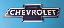 Vintage Chevrolet Sign - Porcelain Bow Tie Sign - Gas Oil Pump Garage Auto Sign picture