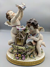 1901s Antique German Volkstedt Angels With Doves Porcelain Figurine Vase 7