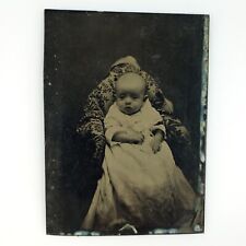 Named Foster Connecticut Baby Tintype c1878 Antique 1/6 Plate Child Photo H773 picture