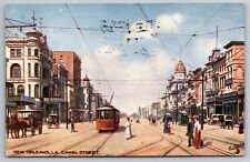 New Orleans Canal Street 1908 Louisiana Vintage Postcard picture