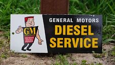 VINTAGE GM GENERAL MOTORS PORCELAIN SIGN RARE GAS OIL SERVICE STATION PUMP AD picture
