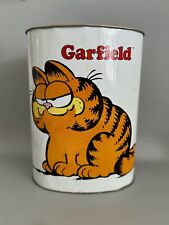 Vintage GARFIELD 1978 Metal Garbage Trash Can 13” Tall - SEE DESCRIPTION picture