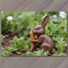 POSTCARD Easter Bunny Chocolate Rabbit Running Through Field Funny Cute Flower picture