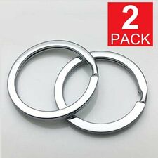2-Pack Rustproof  30mm Flat Key Rings Chains Split Ring Metal Steel Silver picture