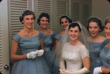 1958 Bride and Bridesmaids Before Wedding Vintage 35mm Slide picture
