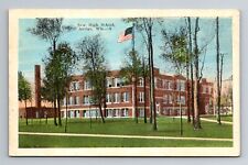 Antigo, WI-Wisconsin, New High School Building Antique Souvenir Vintage Postcard picture