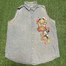 Vintage 90s Disney Mickey Mouse Denim Vest Shirt Sz XL Jerry Leigh RARE picture