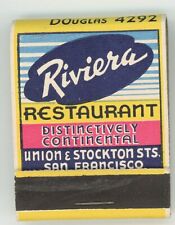 Riviera Restaurant Union Stockton San Francisco Continental Antique Matchbox D-6 picture