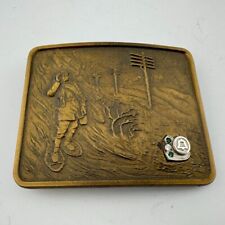 Vintage OC Tanner belt buckle w/ PNB Pacific Bell Telephone Service Award Emblem picture