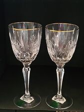 2 New Marquis Waterford Hand Cut WINFIELD GOLD RIM Wine toast champagne goblet picture