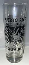 Vintage Puerto Rico Caribbean Tall Shot Glass Souvenir  4” Problem Solver Clear  picture