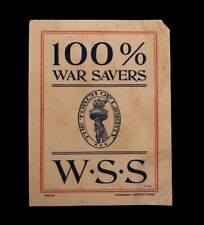 Vtg W.S.S War Savers Stamps 100 % War Savers The Torch of Liberty Gov't Poster picture