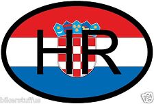 HR CROATIA COUNTRY CODE OVAL WITH FLAG STICKER picture