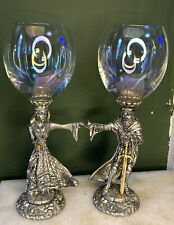 Fellowship Foundry King Arthur and Queen Guinevere solid pewter pr wine glasses  picture