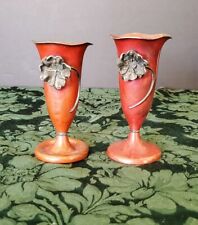 La Pierre Art Nouveau 1895 NYC Sterling Poppy Flower Over Red Copper Vases (2) picture