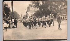BOYS MARCHING BAND ON STREET swedish mission tabernacle real photo postcard rppc picture