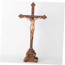 BC Catholic Standing Crucifix, Table Top Religious 14.7 inches H Full color picture