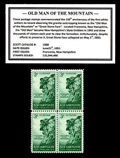 1955 - OLD MAN OF THE MOUNTAIN -  Block of Four Vintage Mint U.S. Postage Stamps picture