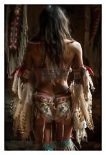 GORGEOUS YOUNG NATIVE AMERICAN WOMAN BEHIND POV 4X6 FANTASY PHOTO picture