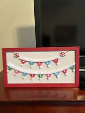 Christmas Framed Picture Home Decor - Merry Christmas Banner w/Pom Poms - 13 x 7 picture