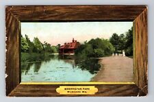 Milwaukee WI-Wisconsin, Washington Park, Pond, Path, House, Vintage Postcard picture