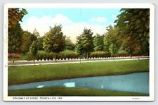 Driveway at Gorge, French Lick Indiana, Antique White Border Postcard c1923  P5 picture