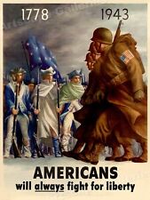 1940s Americans Will Always Fight For Liberty - WWII US Army Poster - 18x24 picture