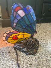 Quoizel Collectible Butterfly Tiffany Style Stained Glass Lamp picture