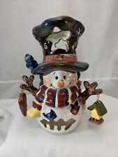 Snowman Luminary Holding Heart And Birdhouse  picture
