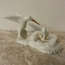 Lenox Hummingbird Hibiscus Flower Figurine Ivory w Gold Accents Porcelain picture