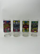 Vintage 1970's Anchor Hocking 4 Tiffany Stained 12oz Collectible Beer Glasses picture